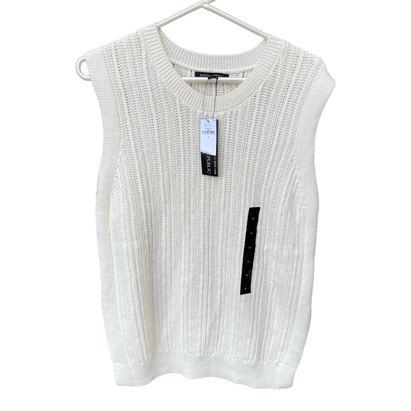 Banana Republic Wm’s Open Stitch Tank NWT In White Sz M - Picture 1 of 13